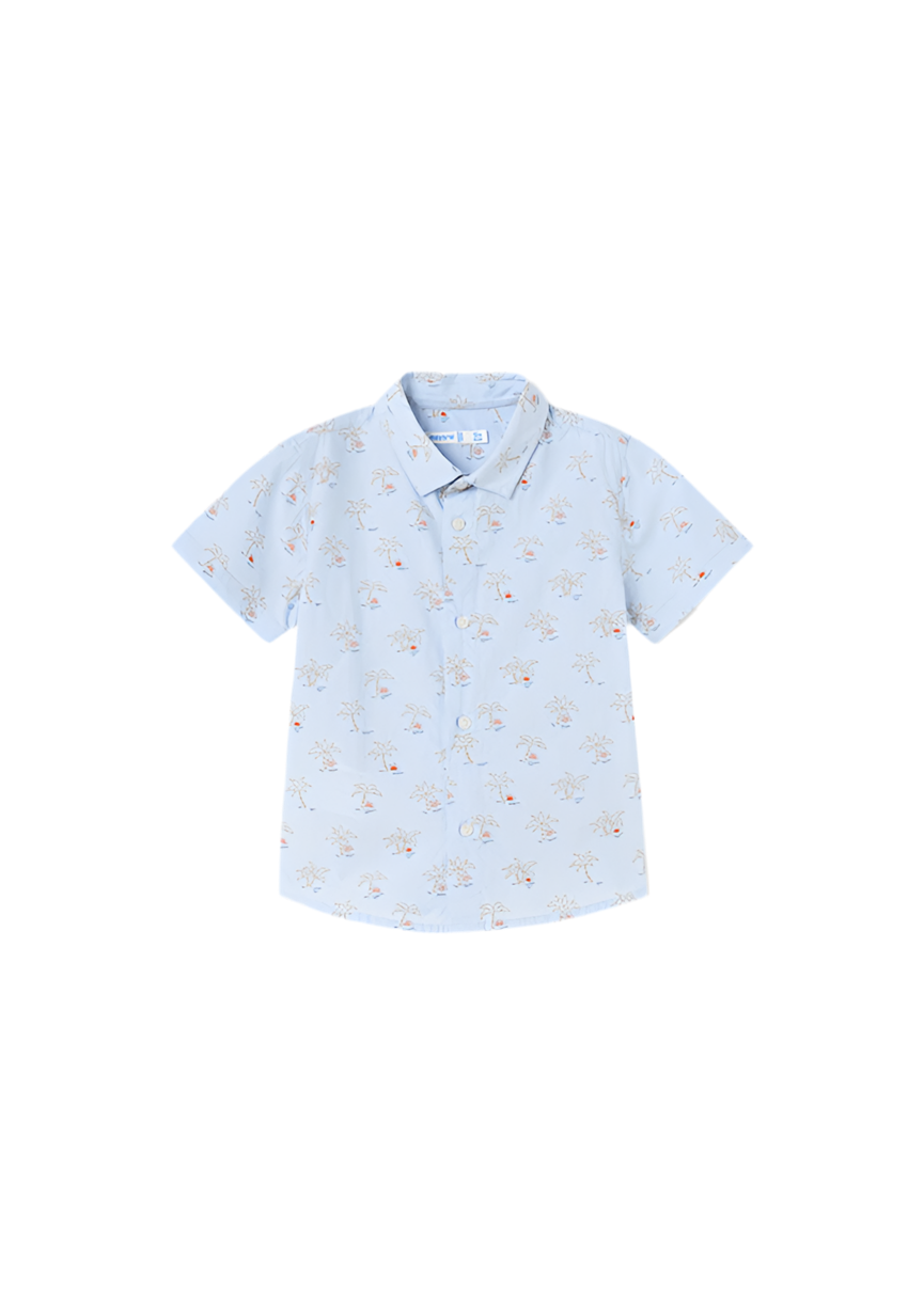 Sky Blue Short Sleeve Printed Shirt