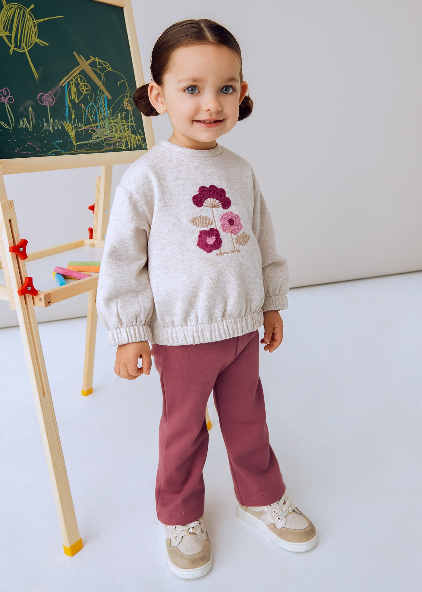 Floral Applique Sweatshirt & Flare Legging Set