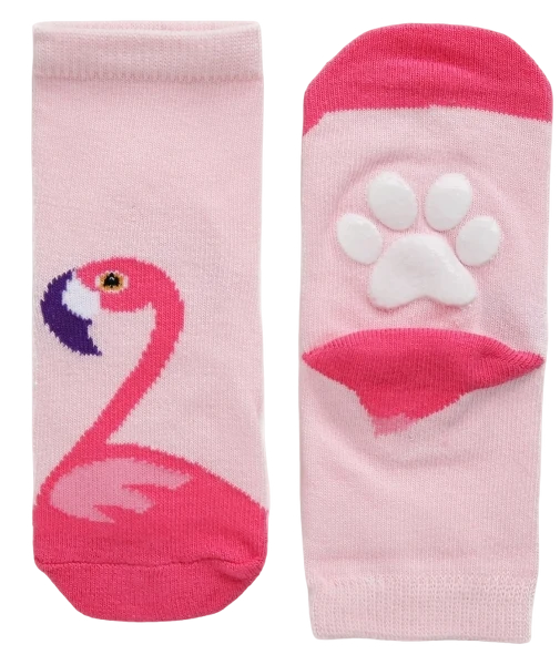 Non-Slip Grip Ankle Socks Flamingo Zoo