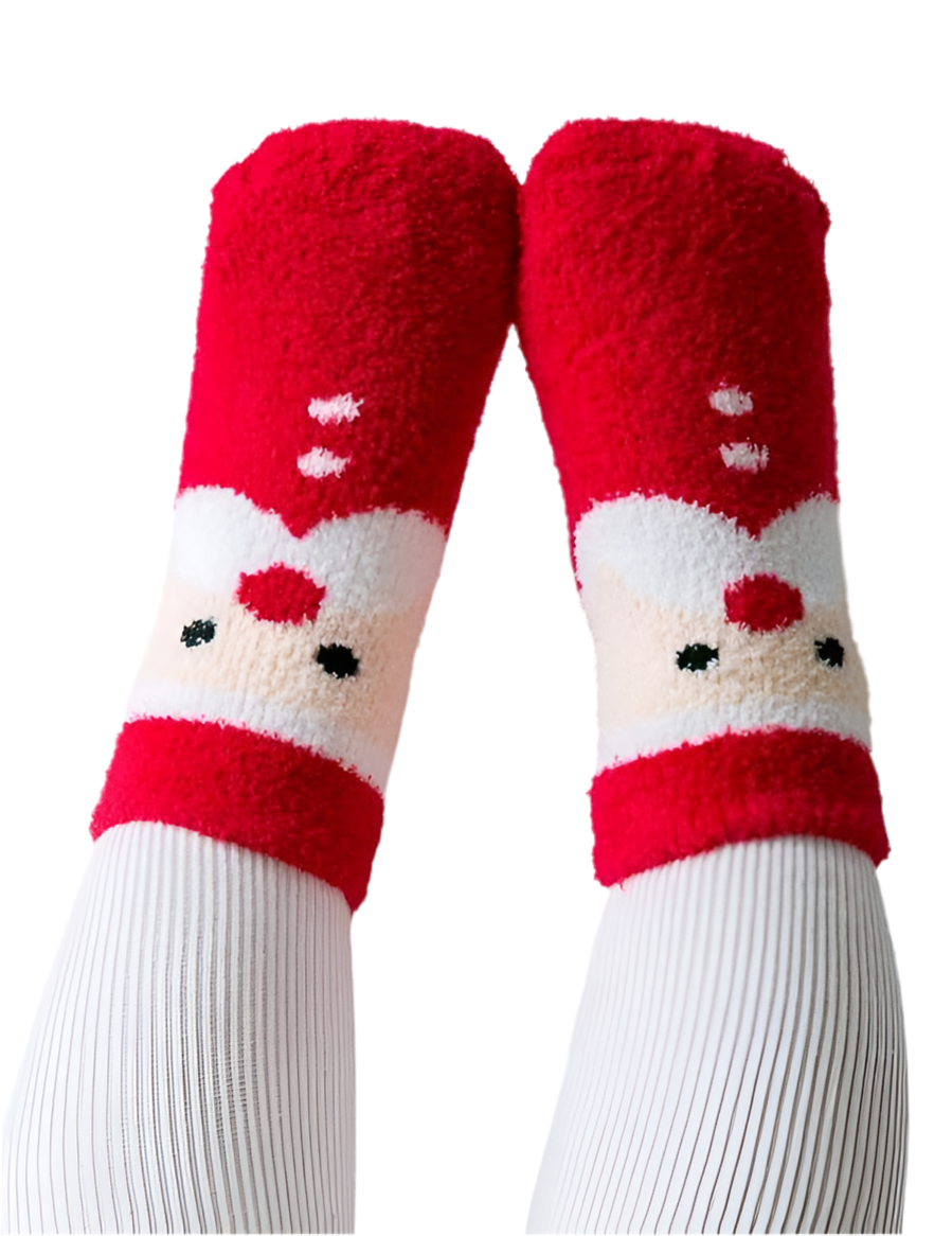 Non-Slip Grip Fuzzy Cozy Snuggle Socks Santa