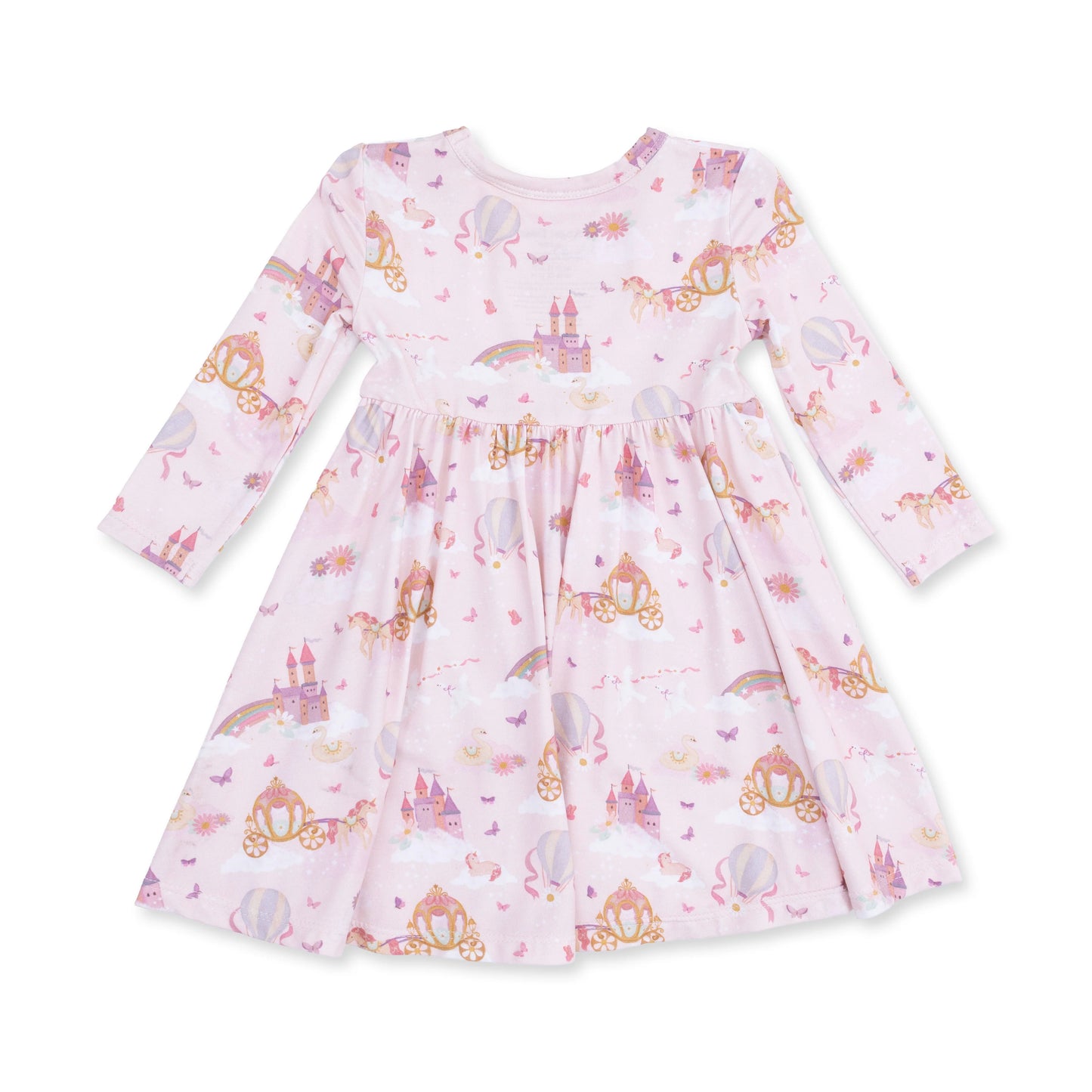 Princess Unicorns and Castle Twirly Long Sleeve Dress with Bike Short