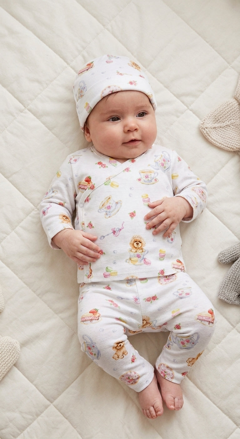 Afternoon Paw-ty Printed Pima Take Me Home With Hat Set