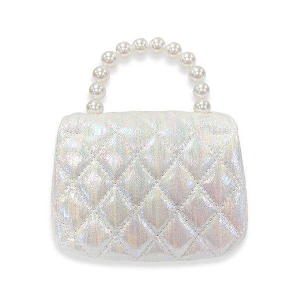 Embellished Bow Shiny Quilted Purse