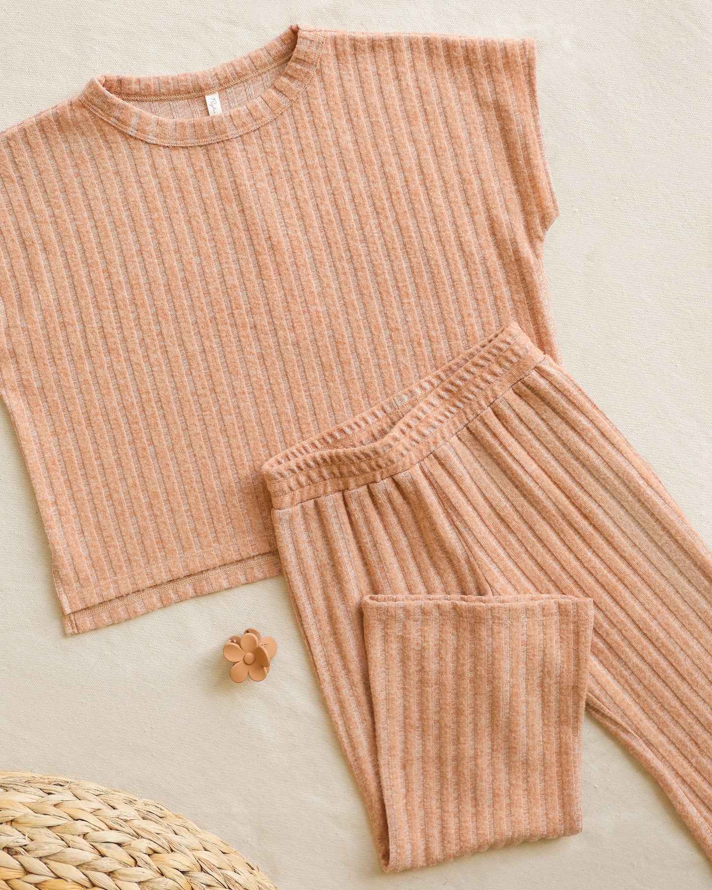Cozy Rib Knit Set Grapefruit