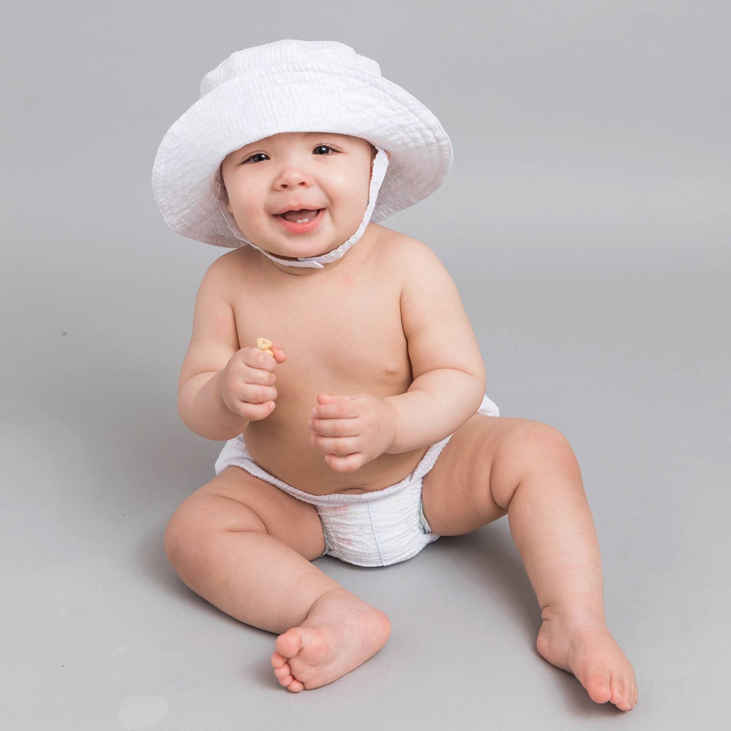 White Seersucker Bucket Hat UPF 25+ Baby & Toddler