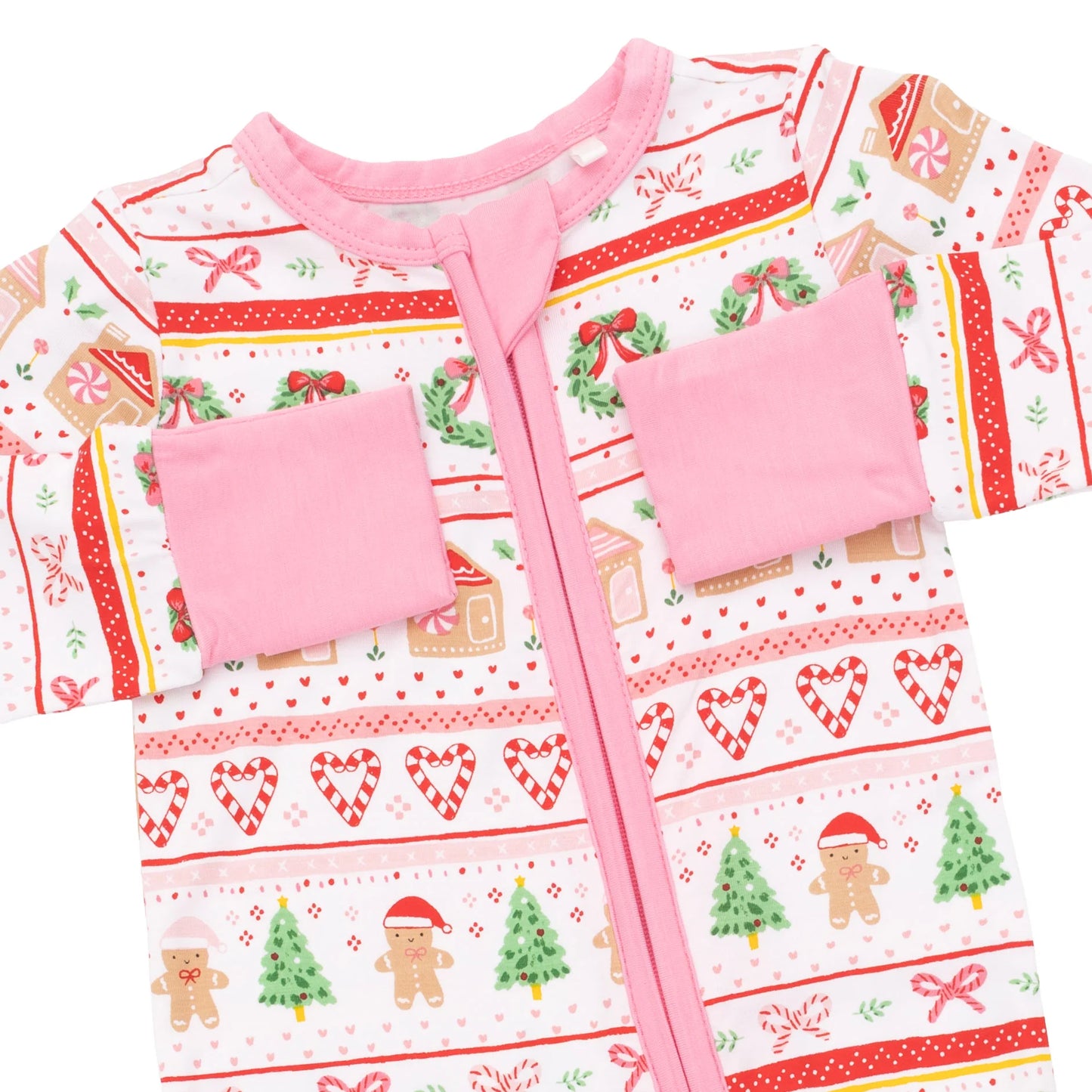 Gingerbread Fair Isle Pink Convertible Romper