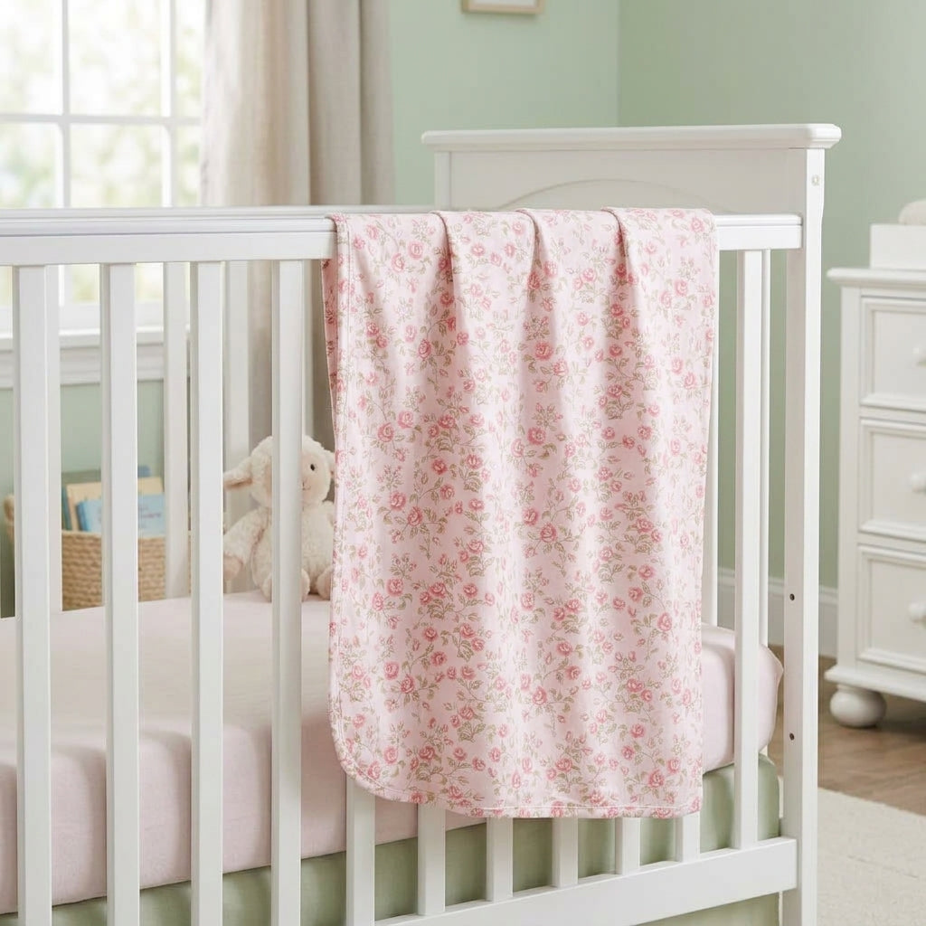 Velvet Petals Printed Pima Receiving Blanket 30”X28.5”