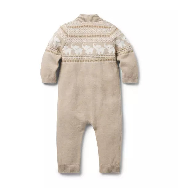 Baby Elephant Fair Isle Knit One Piece