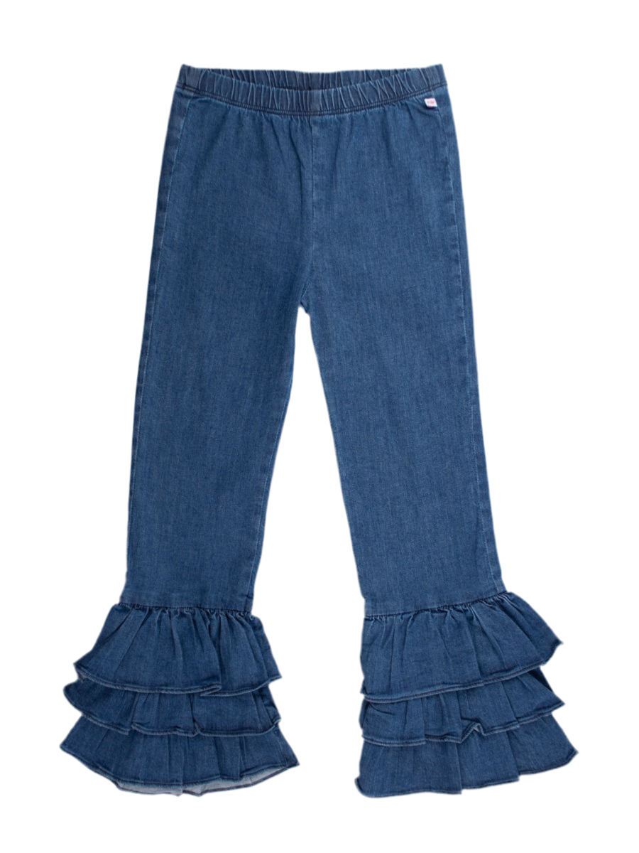 Denim Ruffle Flare Pants