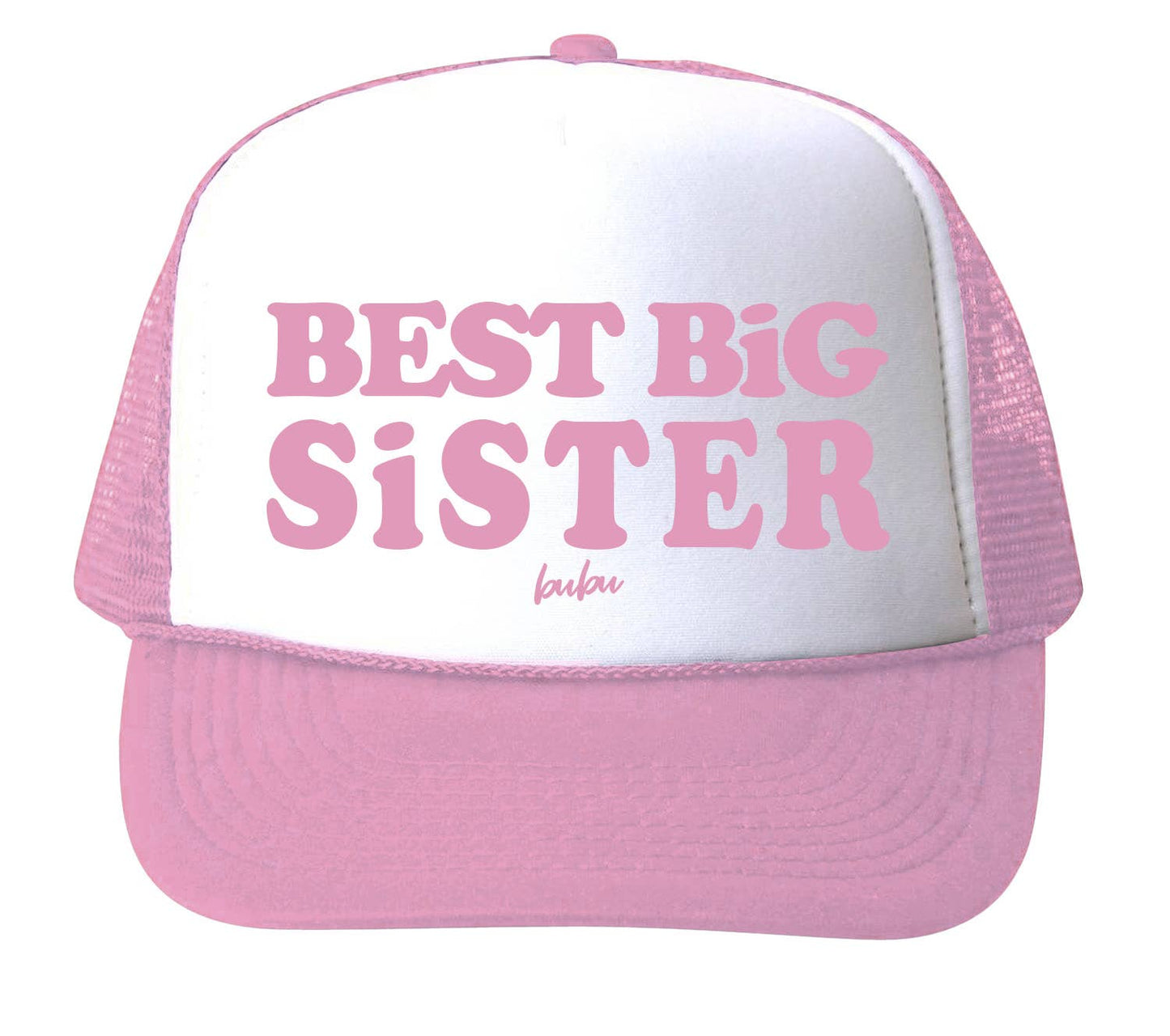 Best Big Sister Baby Pink Trucker Hat