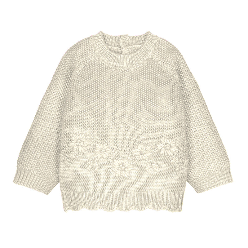 Cream Floral Appliqué Sweater