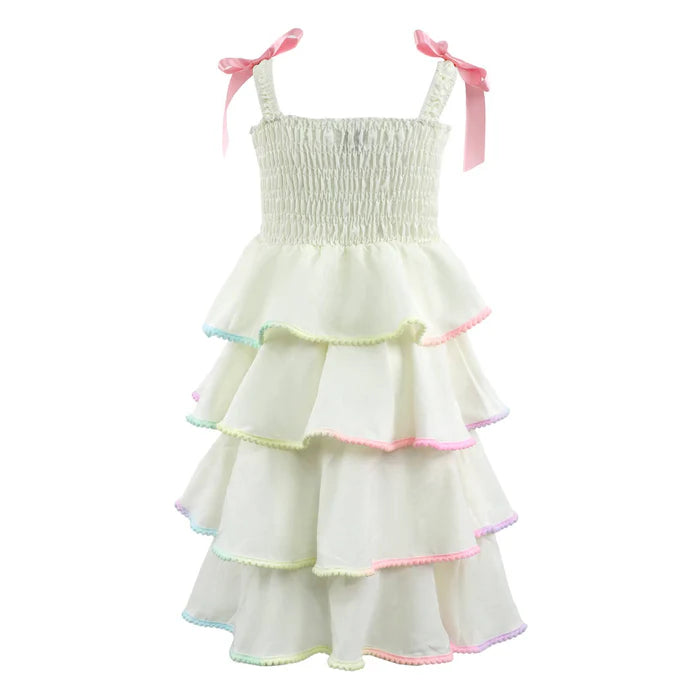 Rainbow Tiered Bow Dress