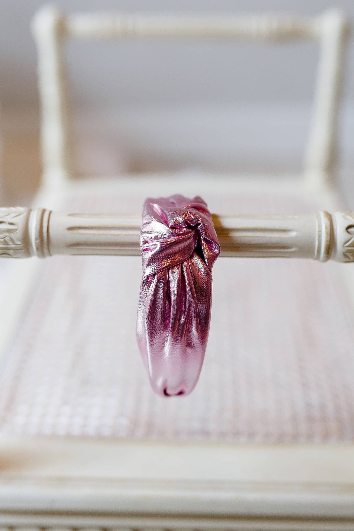 Lamé Knot Headband Metallic Pink