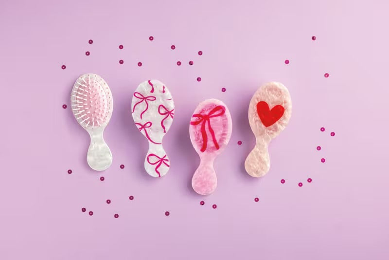 Pink Pearly Bow Hairbrush