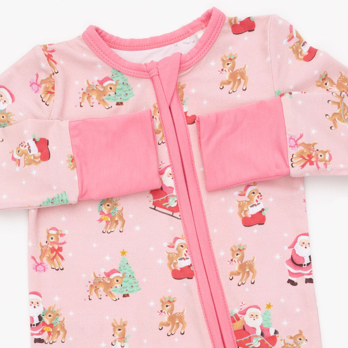 Vintage Reindeer & Santa Pink Convertible Romper