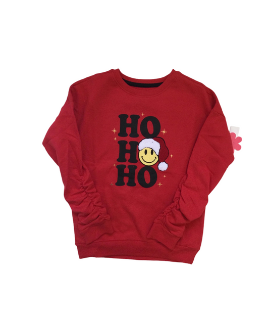 Ho Ho Ho 3D Chenille Patch Emoji Sweatshirt
