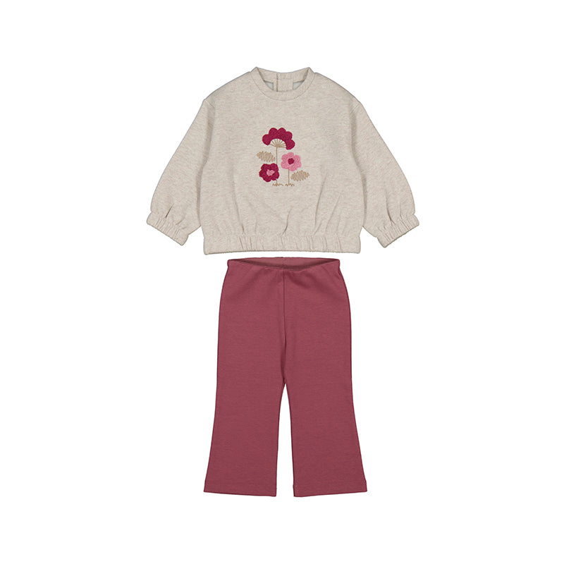 Floral Applique Sweatshirt & Flare Legging Set