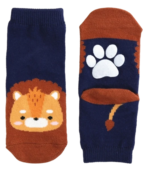 Non-Slip Grip Ankle Socks For Kids Lion Zoo