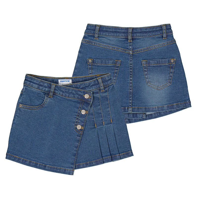 Denim Skirt W/Pleat Detail