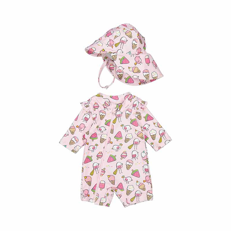 Icecream One Piece Rashguard w/Hat