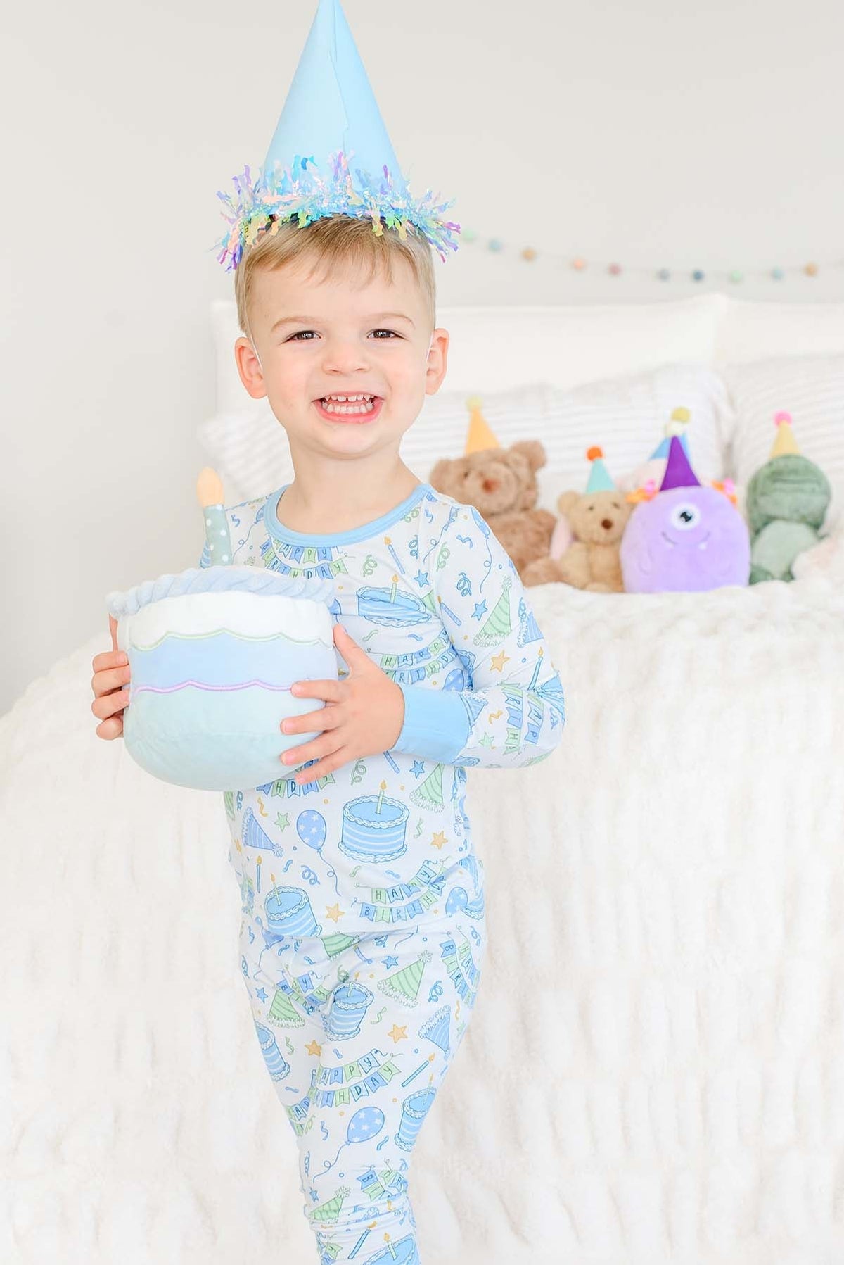 Two-Piece Bamboo Pajamas | Birthday Bash Blue