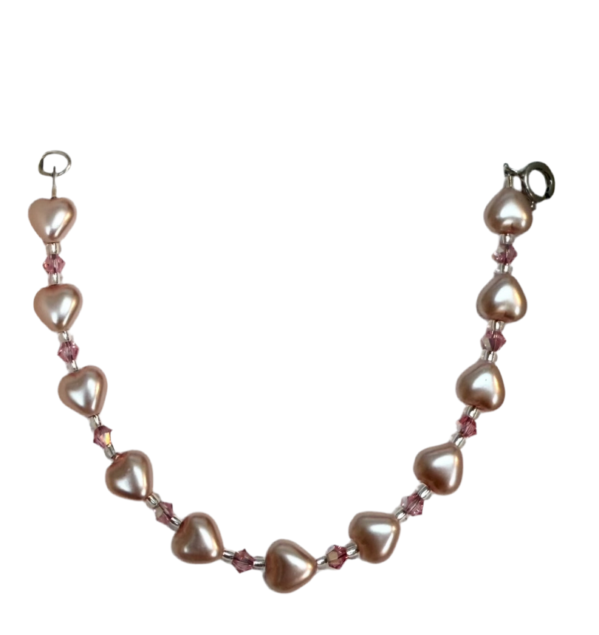 5” Pink Pearl Heart Bracelet