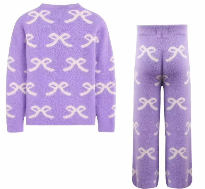 Lavender Pretty In Bows Fuzzy Set