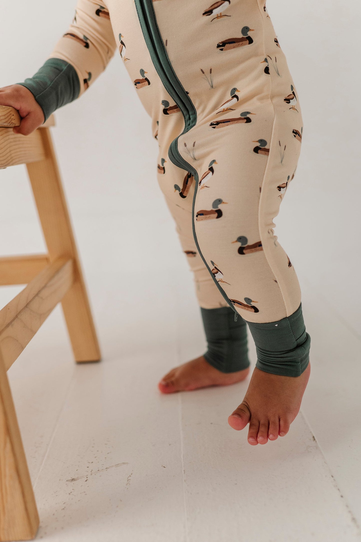 Long Sleeve Zip Romper Mallard Ducks
