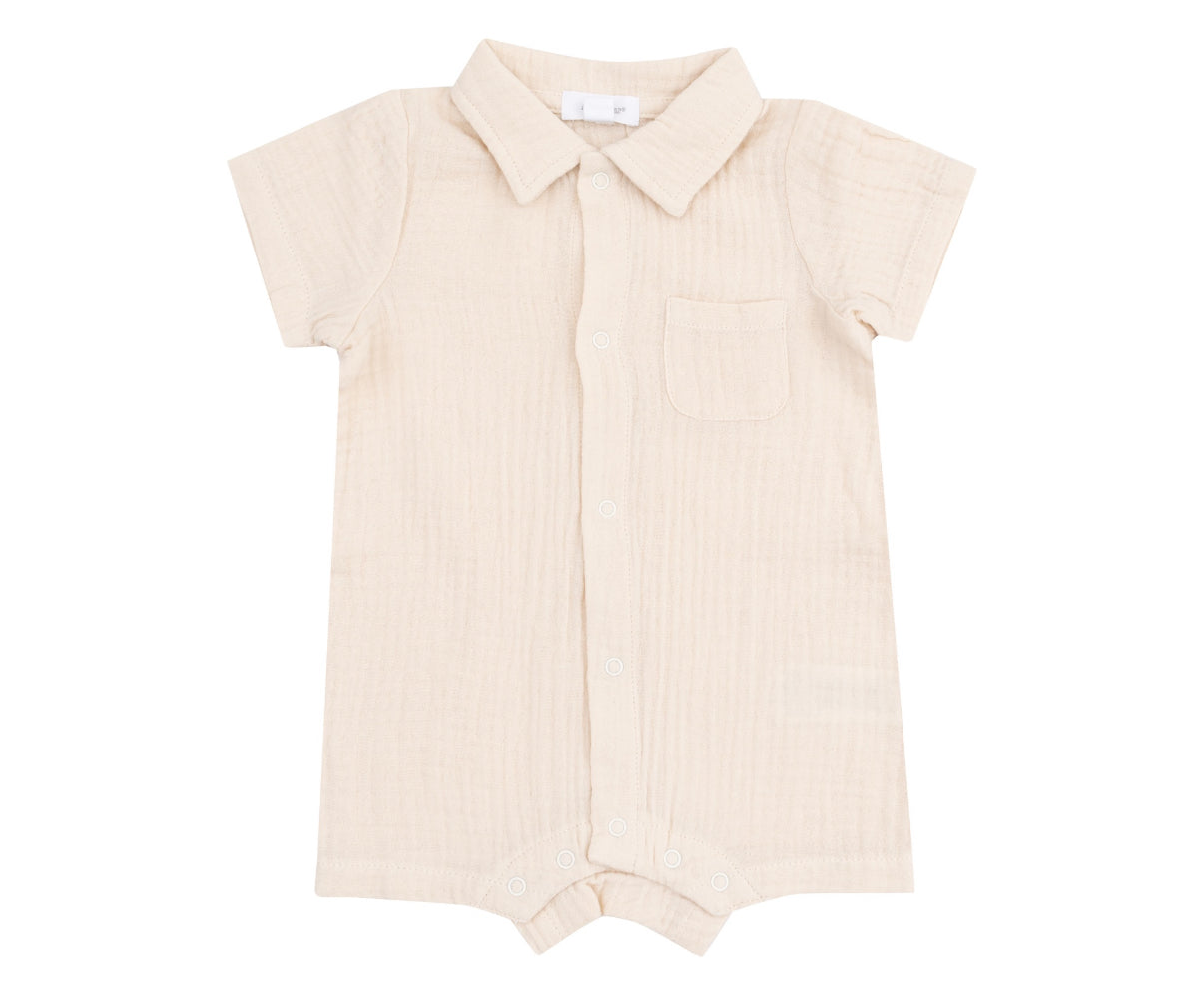 Solid Muslin White Swan Button Polo Shortie
