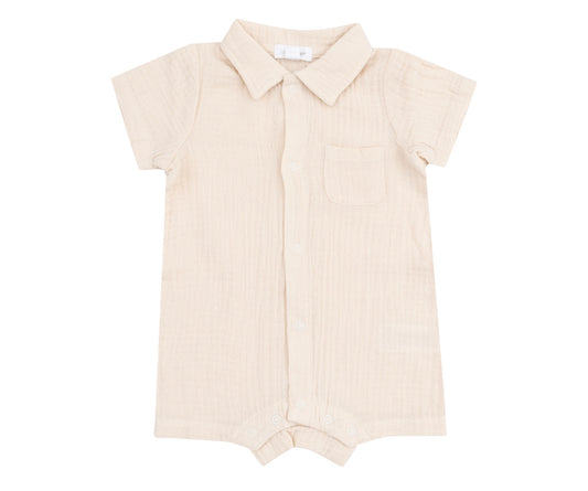 Solid Muslin White Swan Button Polo Shortie