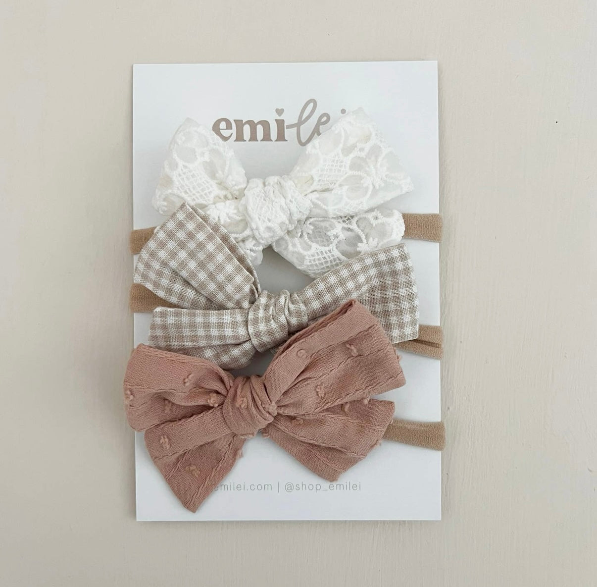 Nylon Stretchy Bow Headbands - Set of 3