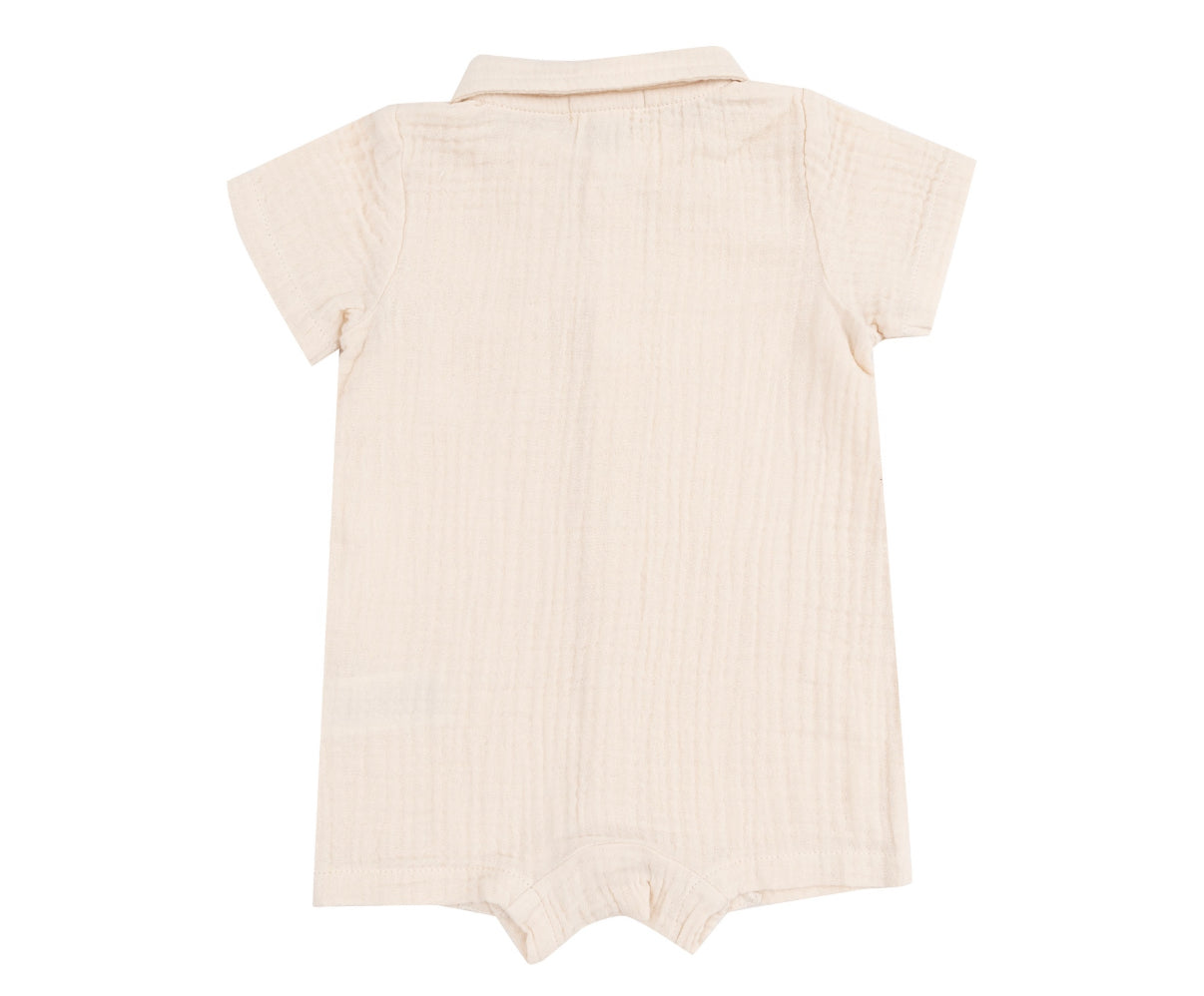 Solid Muslin White Swan Button Polo Shortie