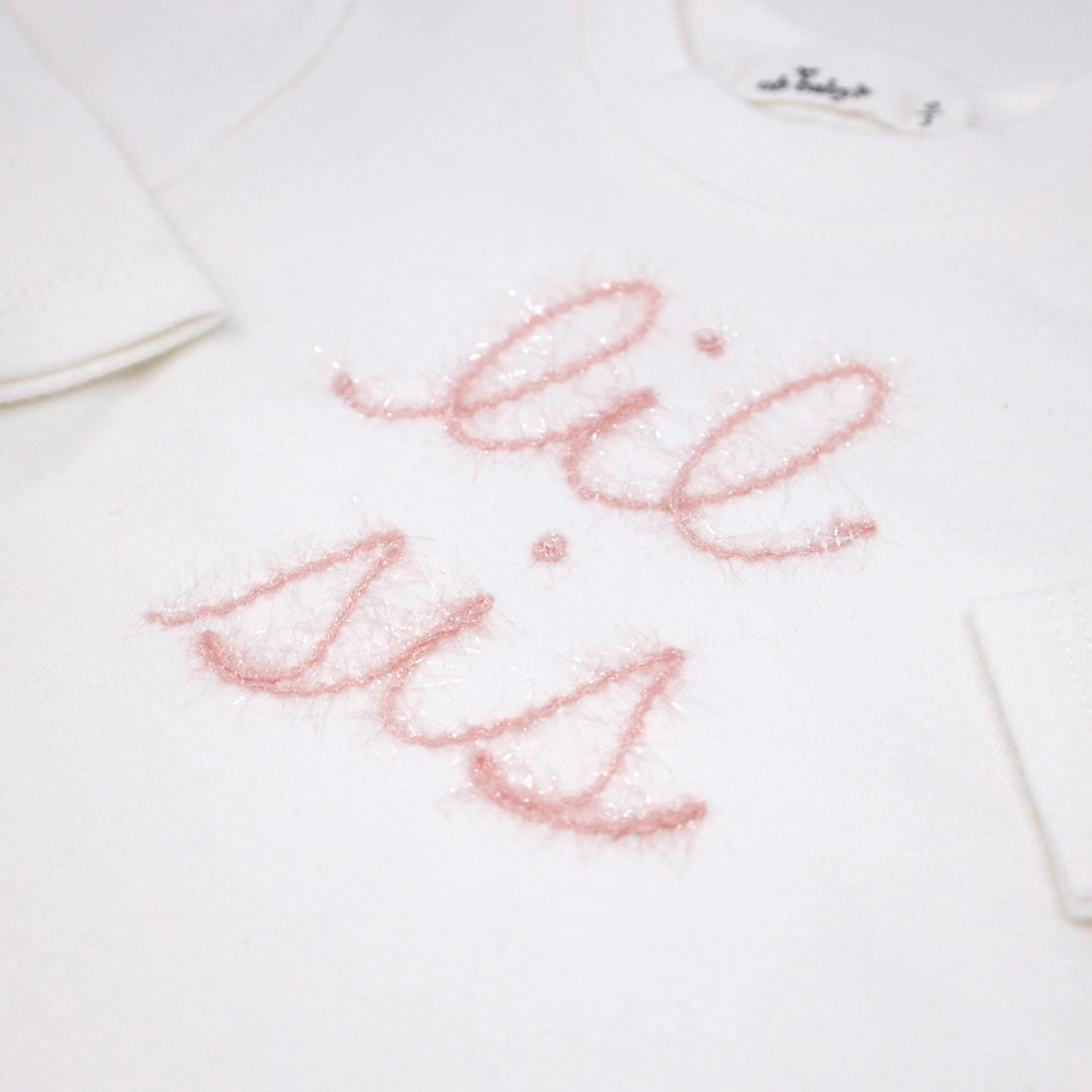 Oh Baby! "Lil Sis" Pink Sparkle 2pc Set - Cream