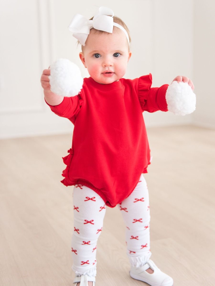 Red Bows Footless Ruffle Tights