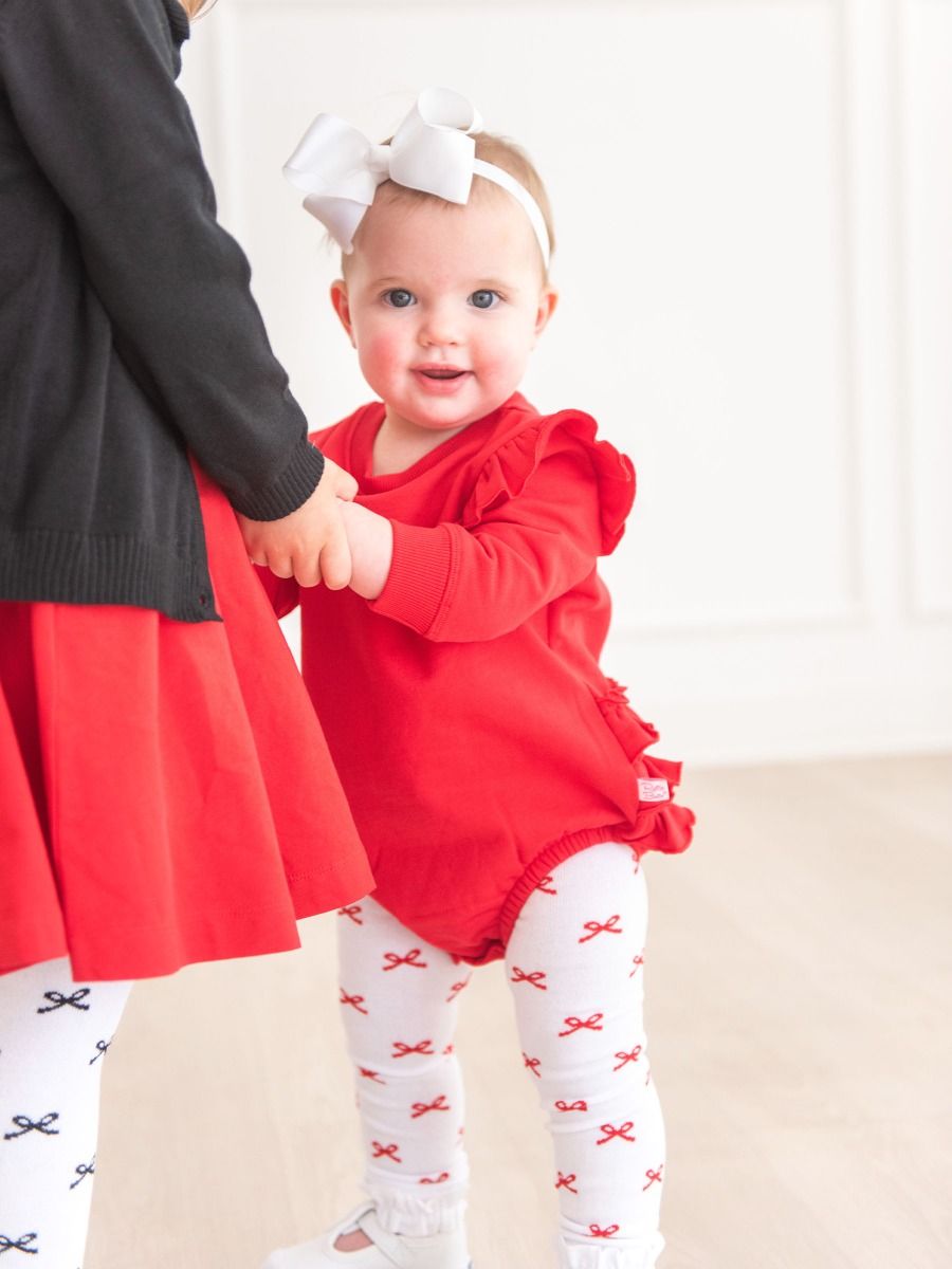 Red Bows Footless Ruffle Tights