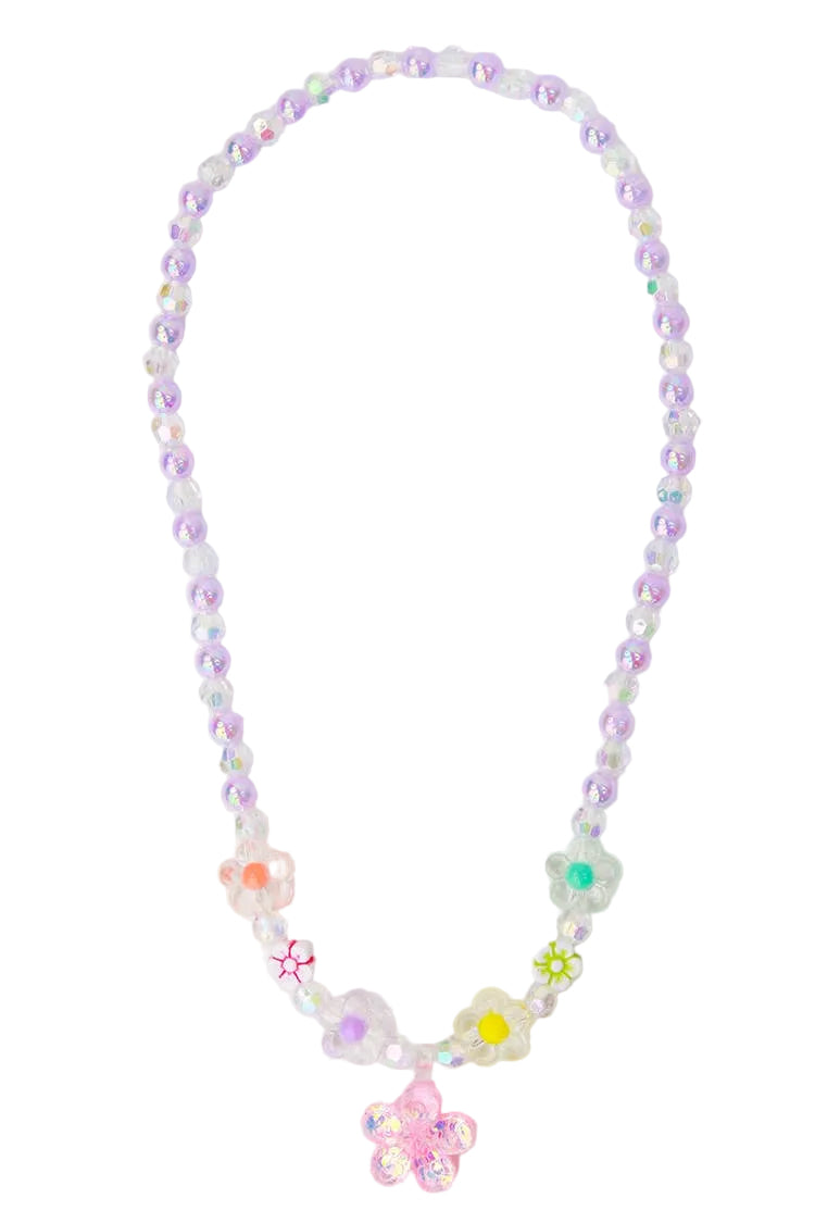 Clear Purple Flower Necklace