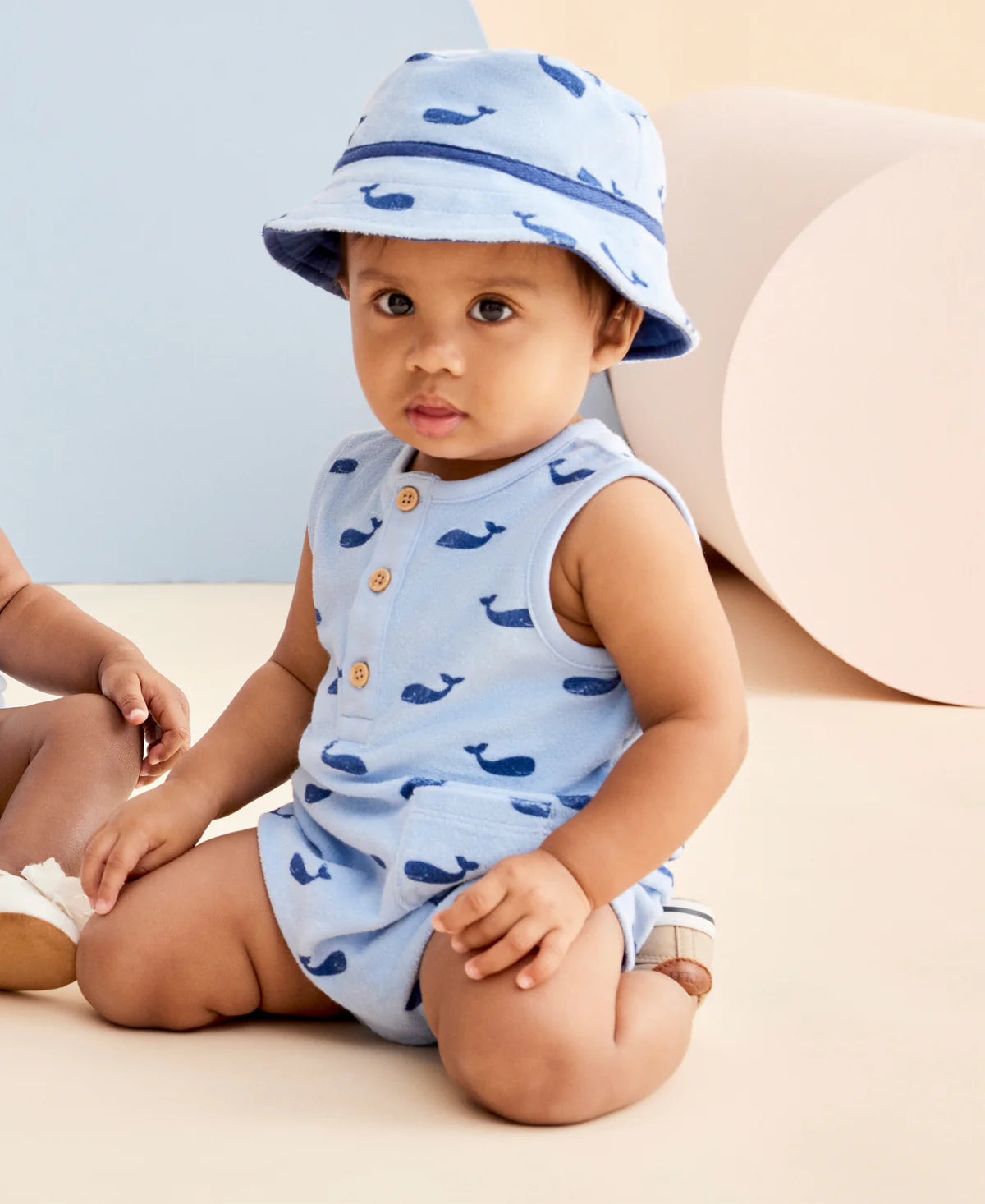 Whales Terry Romper Set