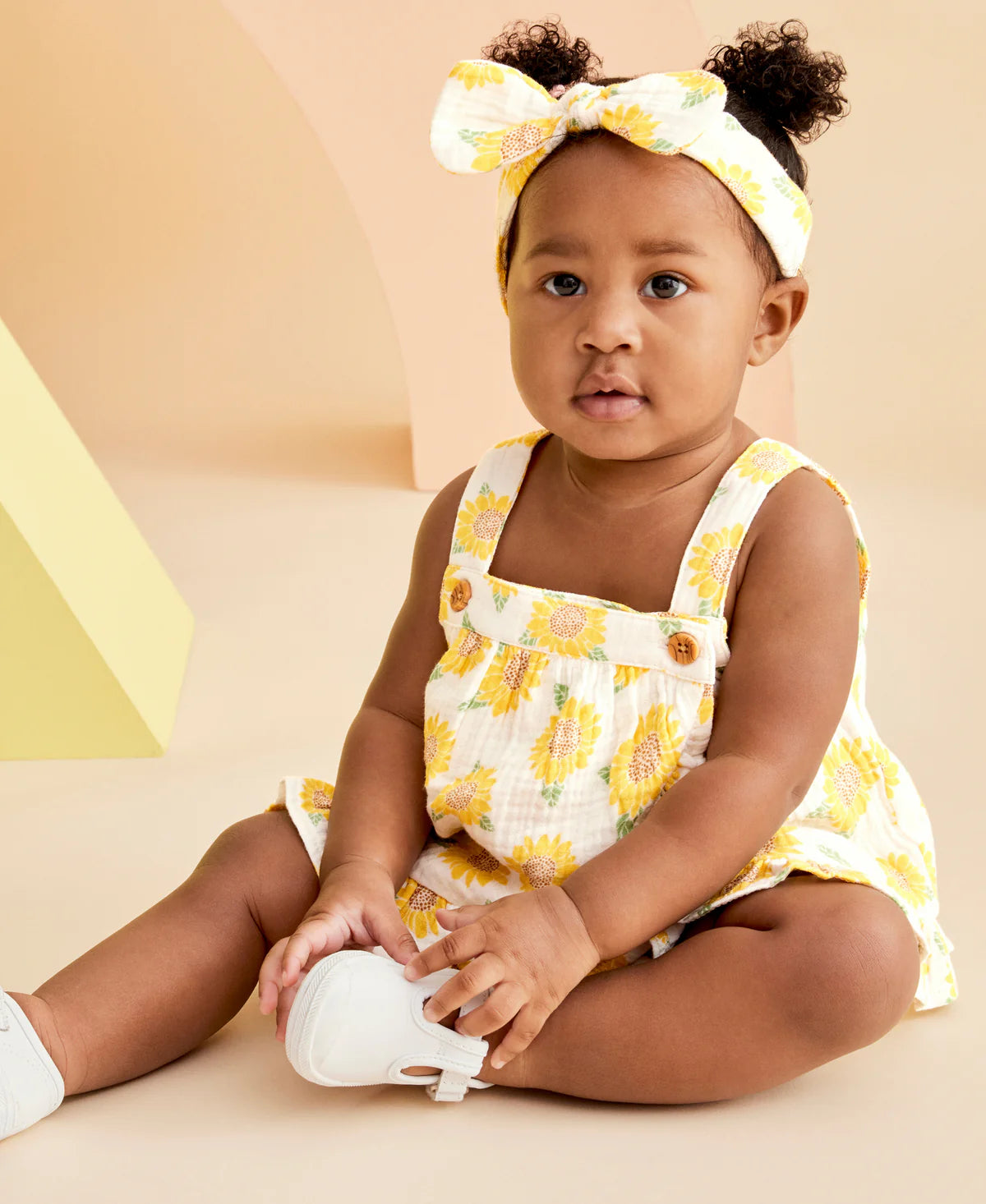 Sunflower Gauze Short Set & Headband