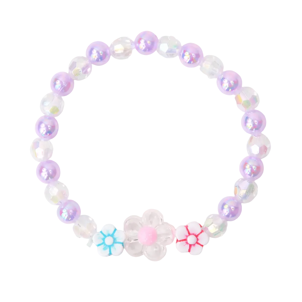 Clear Purple Flower Bracelet