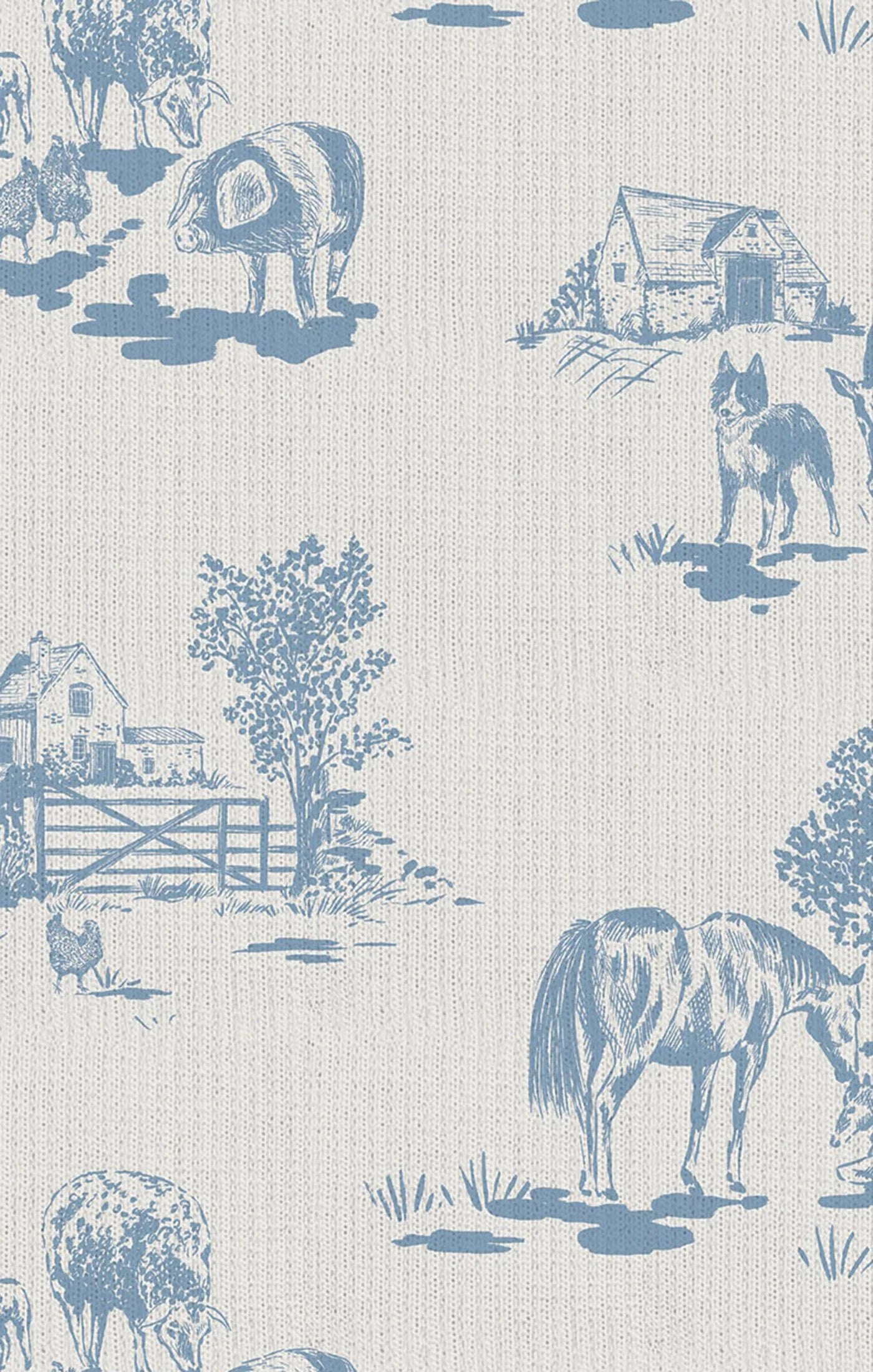 Farm Toile Blue Knotted Gown