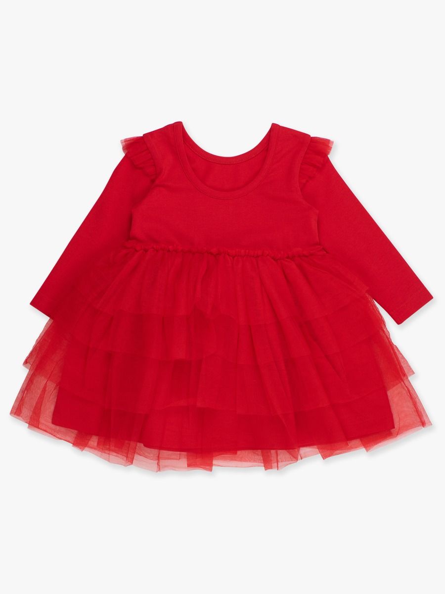Flutter Tulle Long Sleeve Twirl Dress
