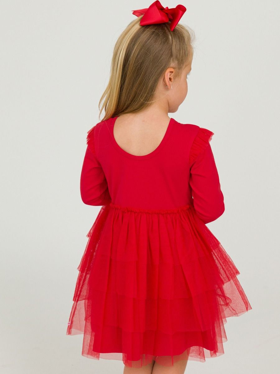Flutter Tulle Long Sleeve Twirl Dress