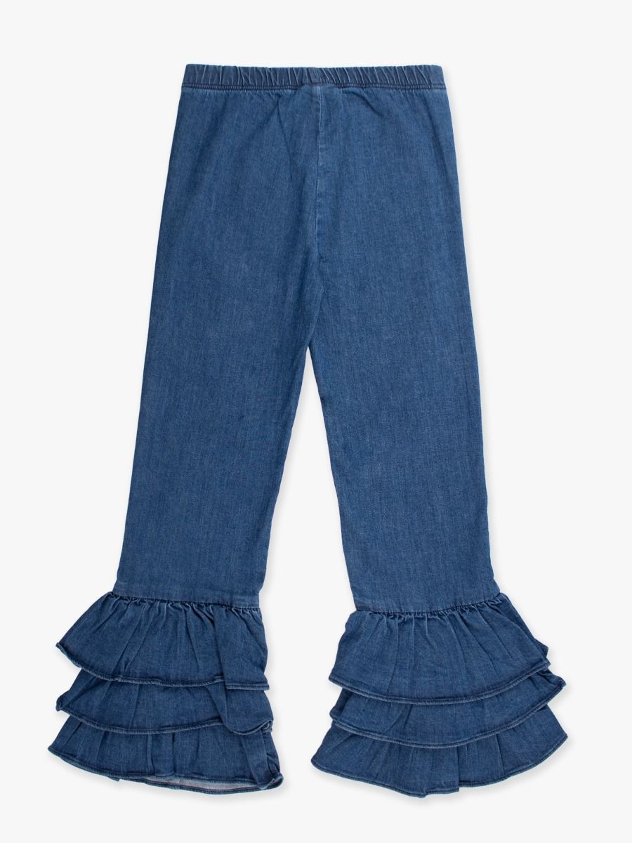 Denim Ruffle Flare Pants