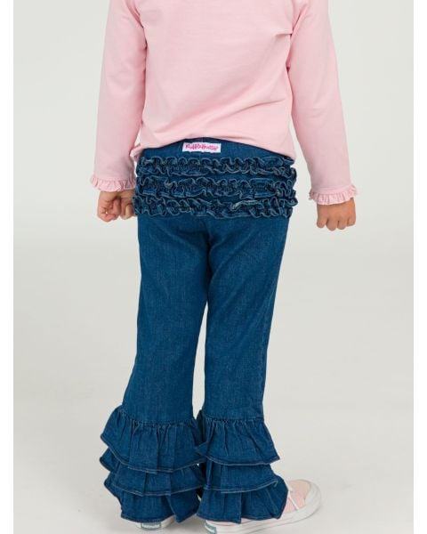 Denim Ruffle Flare Pants