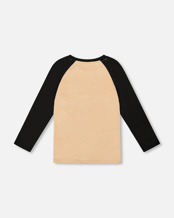 Long Raglan Sleeve Jersey Tee Beige