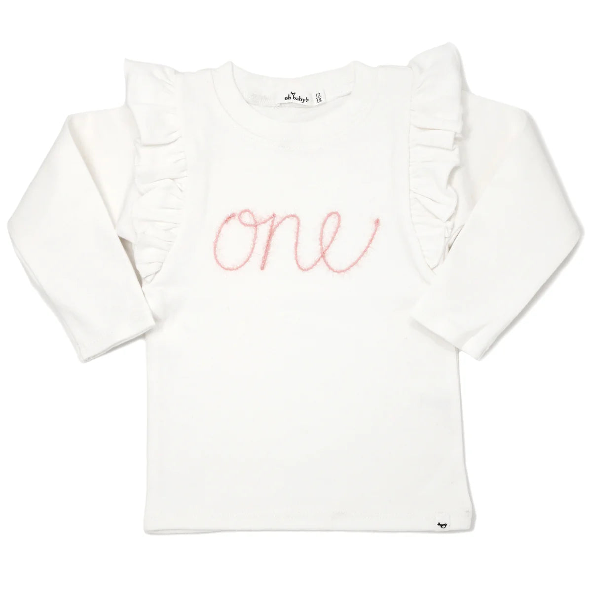 oh baby! “One” Pink Eyelash Millie Long Sleeve Tee 12-18M