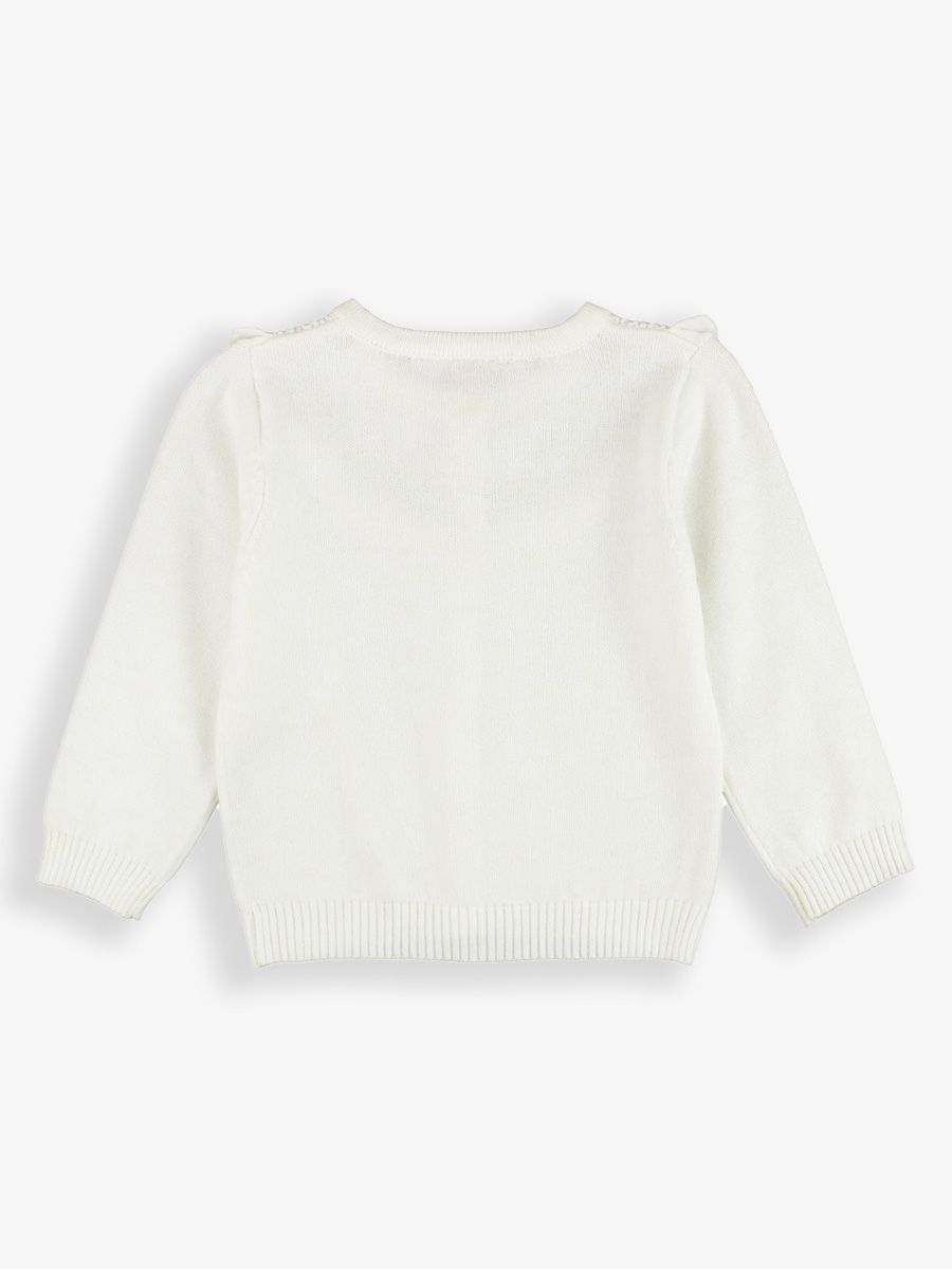 Sweater Knit Ruffle Trim Cardigan & Smocked Twirl Skirt