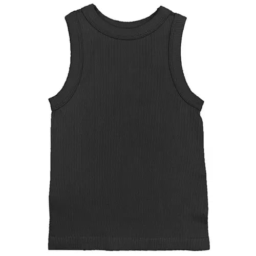 Black High Neck Ribbed Seamless Tank