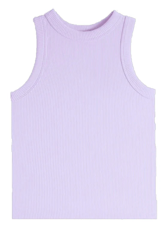 Lavender High Neck Ribbed Seamless Tank