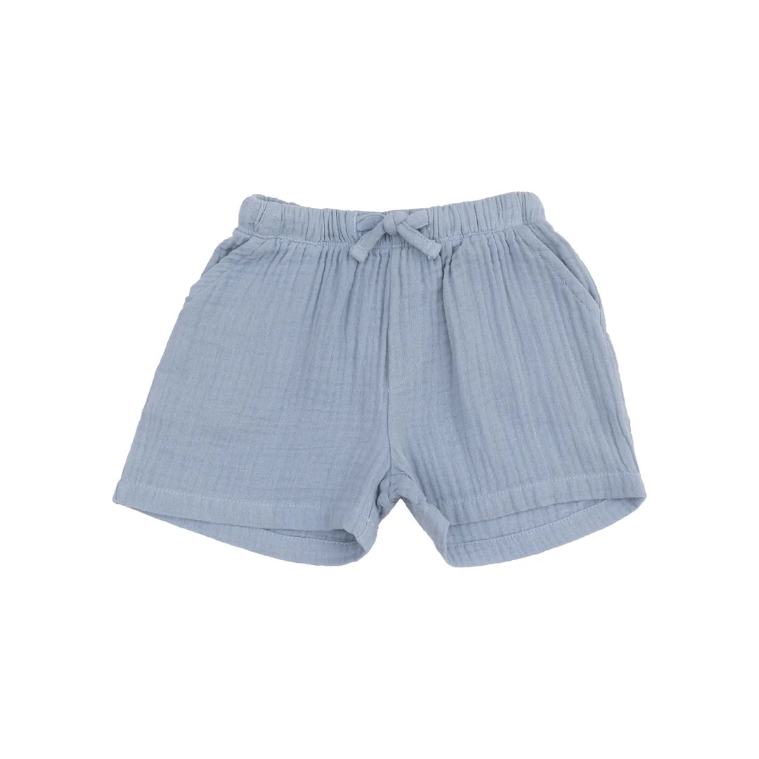 French Stripe Dusty Blue Polo Shirt & Muslin Short